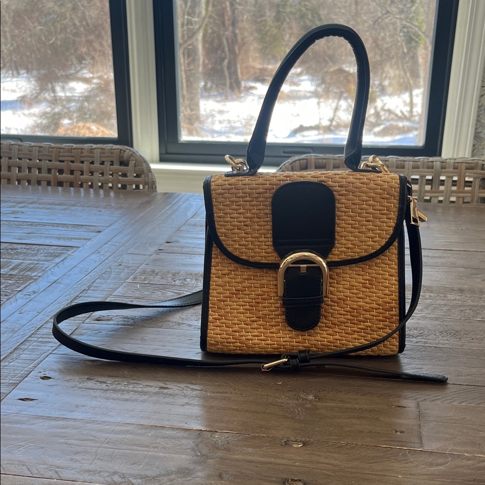 Amazon Black and Tan Mini Woven Bag